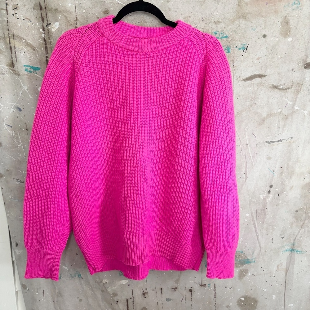 Mara Hoffman Andi Regenerative Knit Sweater, Neon Hot Pink - Picture 3 of 6